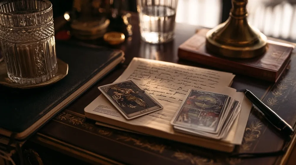 Cartes de tarot et notes pour distinguer retour d’ex et nostalgie