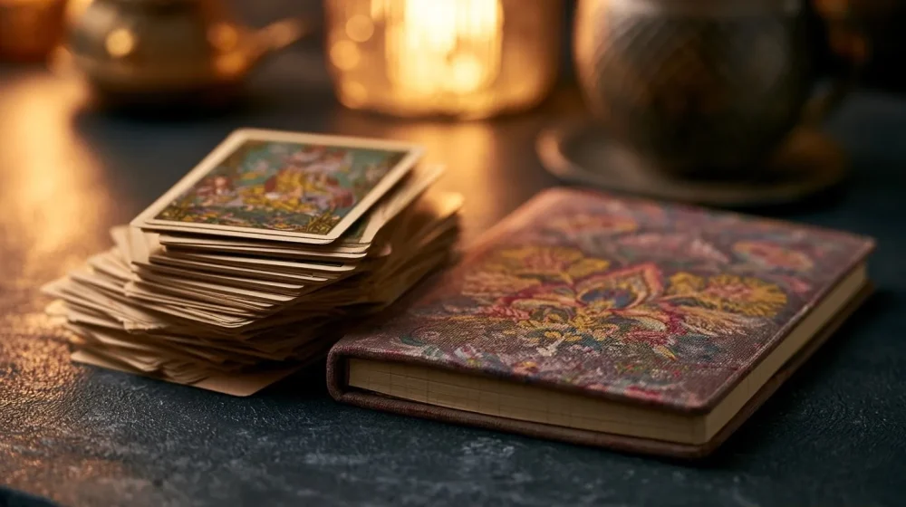 Cartes rangées après un tirage sentimental pour garder son libre arbitre