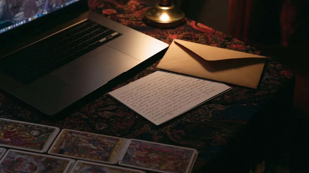 Une question sentimentale rédigée par mail pour préparer un tirage amoureux avec contexte